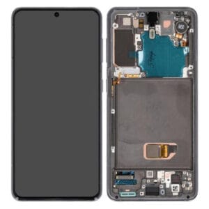 (F) Samsung Galaxy S21 OLED skærm med ramme (Phantom Grey) (Original) - (FJERNLAGER)
