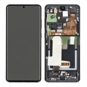 (F) Samsung Galaxy S20 Ultra OLED skærm med ramme - uden front kamera (Cosmic Black) (Original) - (FJERNLAGER)