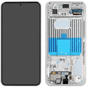 (F) Samsung Galaxy S22 OLED skærm med ramme (Phantom White) (Original) - (FJERNLAGER)