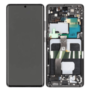 (F) Samsung Galaxy S21 Ultra OLED skærm med ramme - uden front kamera (Phantom Black) (Original) - (FJERNLAGER)